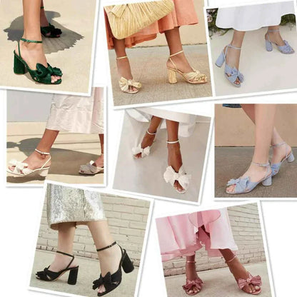 Summer High Quality Open Umbilical Bow High Heels Women's Sandals Party Dress Wedding Shoes