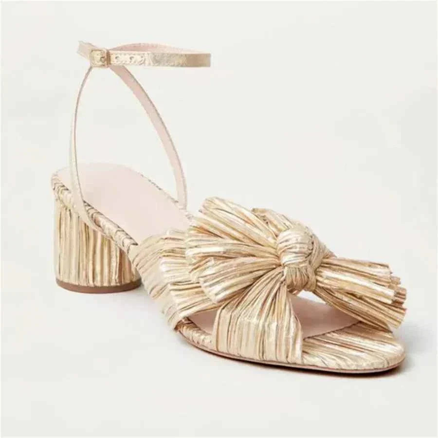 Summer High Quality Open Umbilical Bow High Heels Women's Sandals Party Dress Wedding Shoes